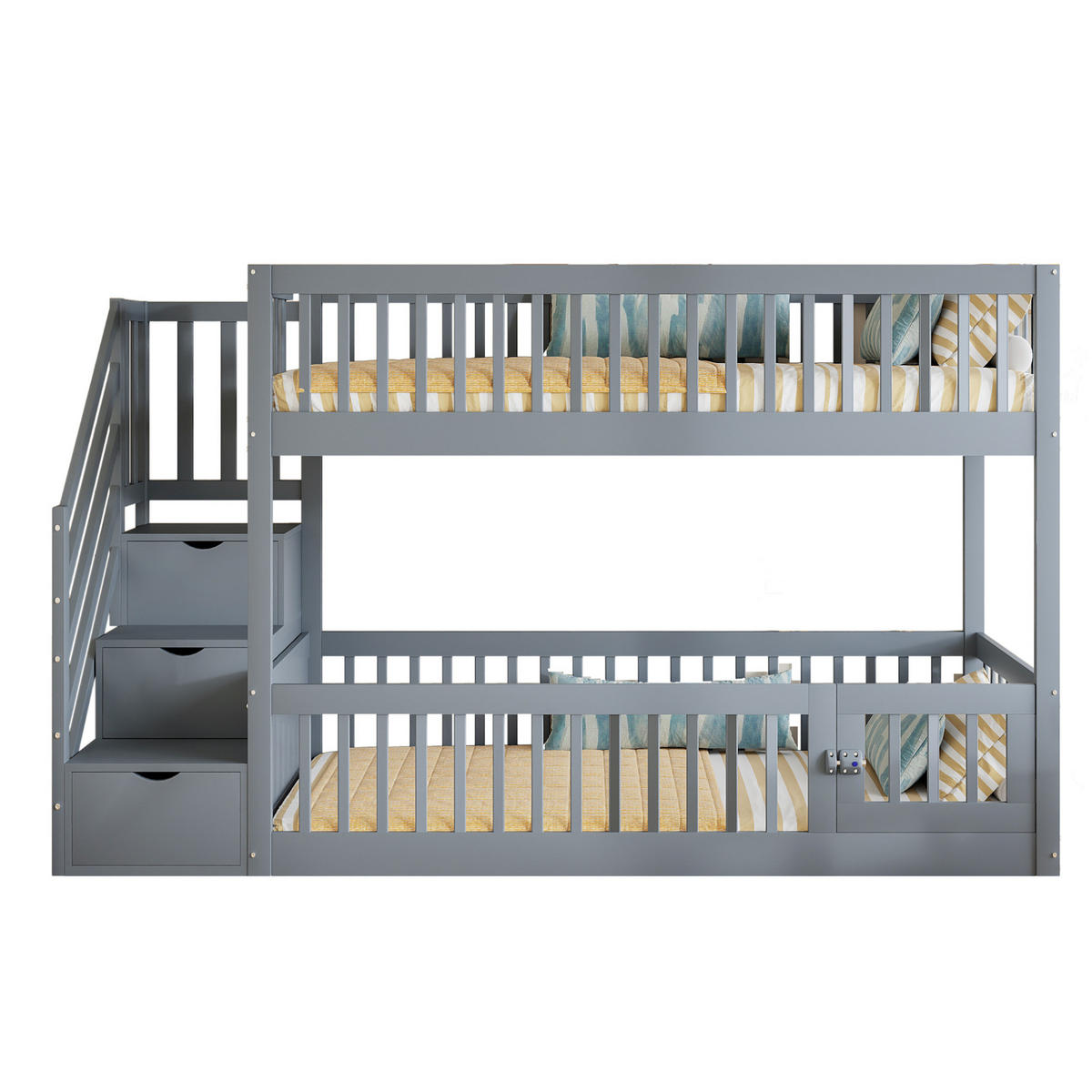 ETAGENBETT 90x200 cm in Grau mit Stauraumtreppe und Schubladen - Grau, Holz (90/200cm) - IVMEU