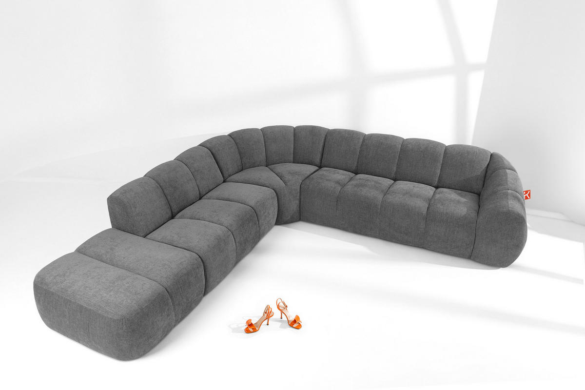 ECKSOFA LINKS FLAVA, Aschgrau - Grau, Holz/Holzwerkstoff (310/314cm) - KONSIMO®