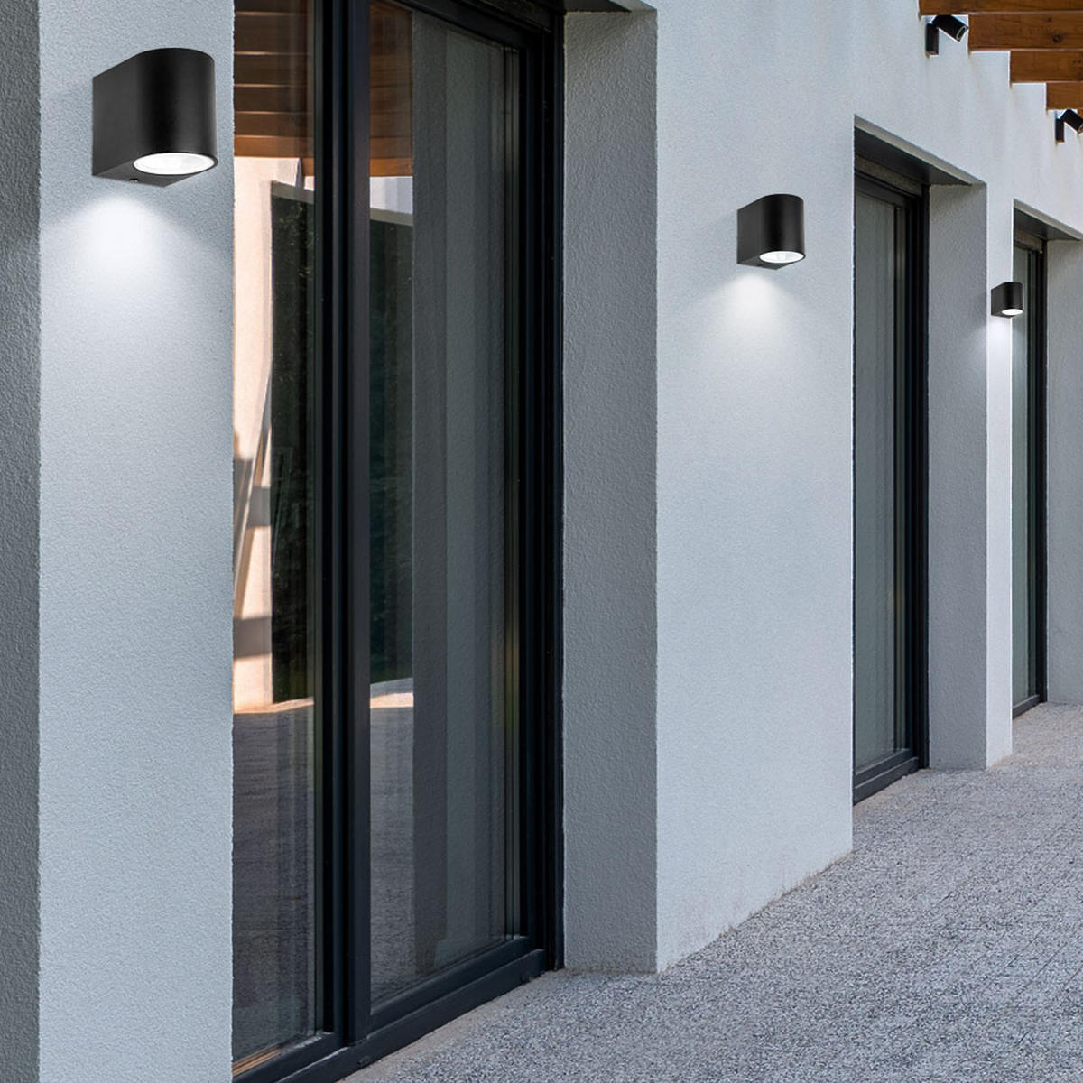 LED AUSSEN-WANDLEUCHTE Aluminium Schwarz - Schwarz, Metall (6.8/9.2/8cm)