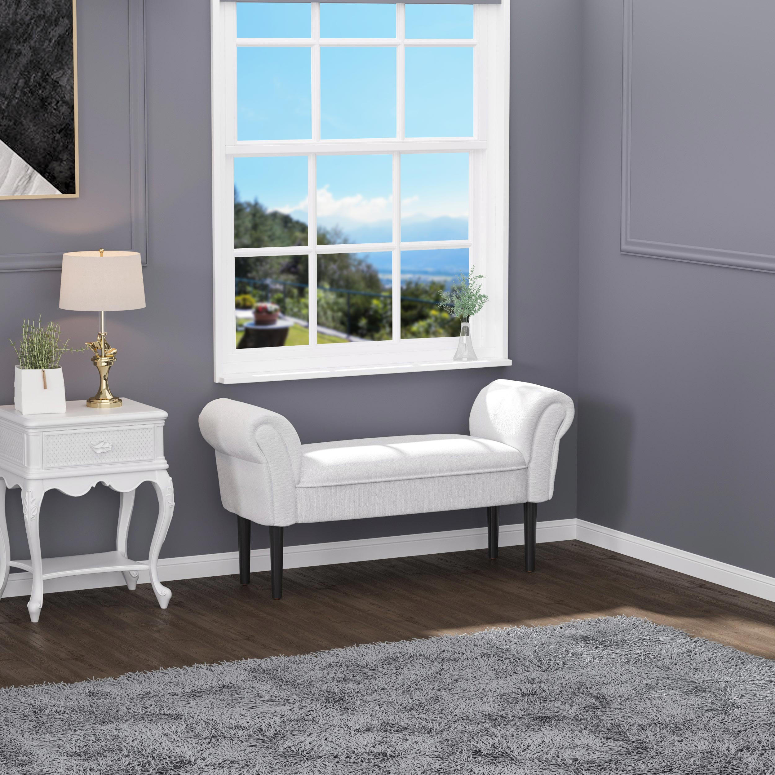 SITZBANK für Schlafzimmer Flurbank Polsterbank MDF Schaumstoff Grauweiß - Grau, Kunststoff (36/51/102cm) - HOMCOM