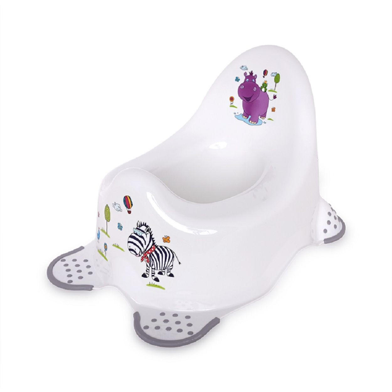 TÖPFCHEN Hippo weiß grau Anti-Rutsch-Füße, anatomische Form, Spritzschutz, Kunststoff - Grau, Kunststoff (27/38cm) - Lorelli