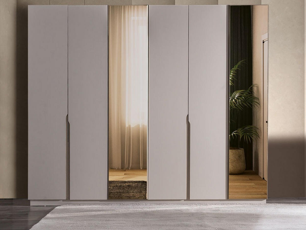 KLEIDERSCHRANK Avva 6 trg. - Beige, Holzwerkstoff (250/217/65cm)