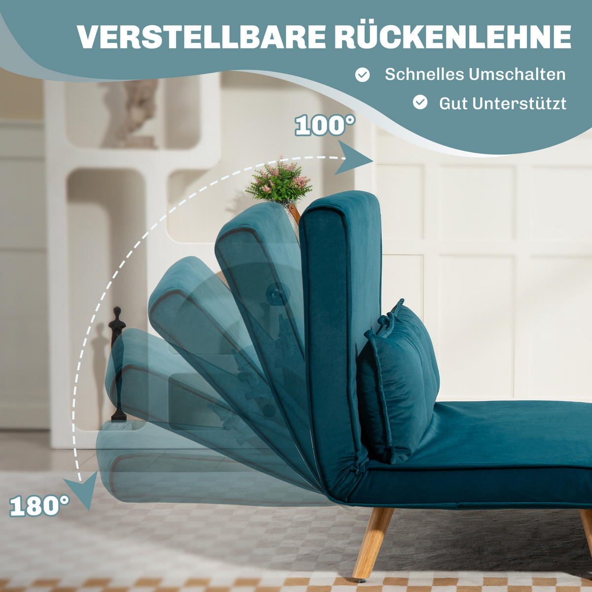 SCHLAFSOFA Polyester Dunkelgrün - Dunkelgrün/Naturfarben, Holz/Textil (75/87/120cm) - HOMCOM