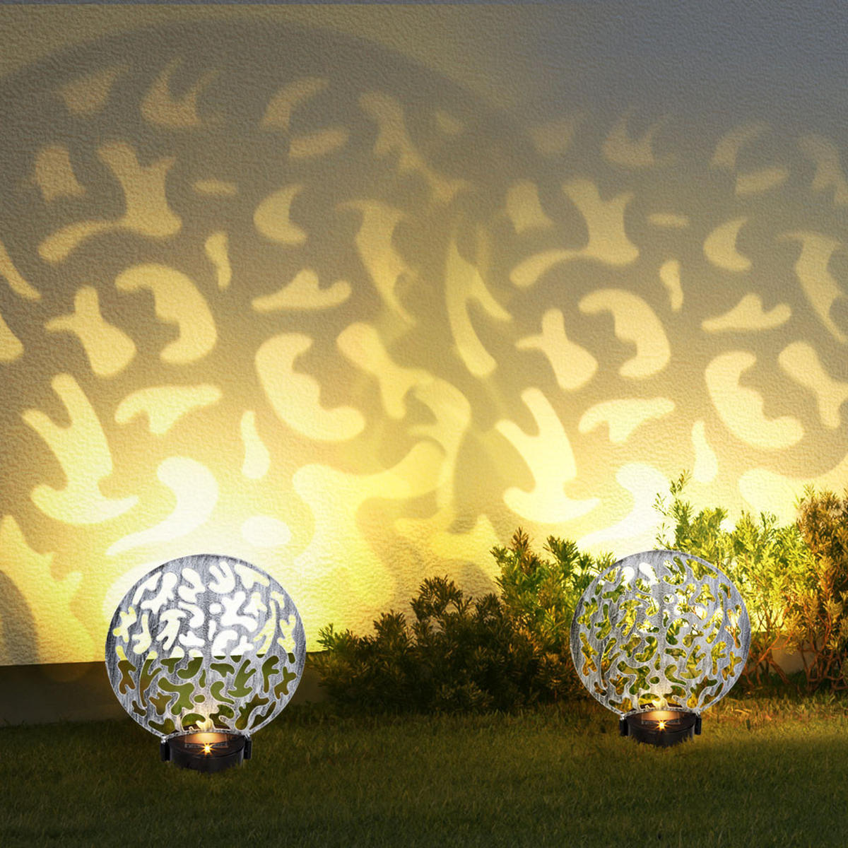 LED AUSSENLEUCHTE Solar Steckleuchte Silber - Silberfarben, Metall (30/10/41cm)