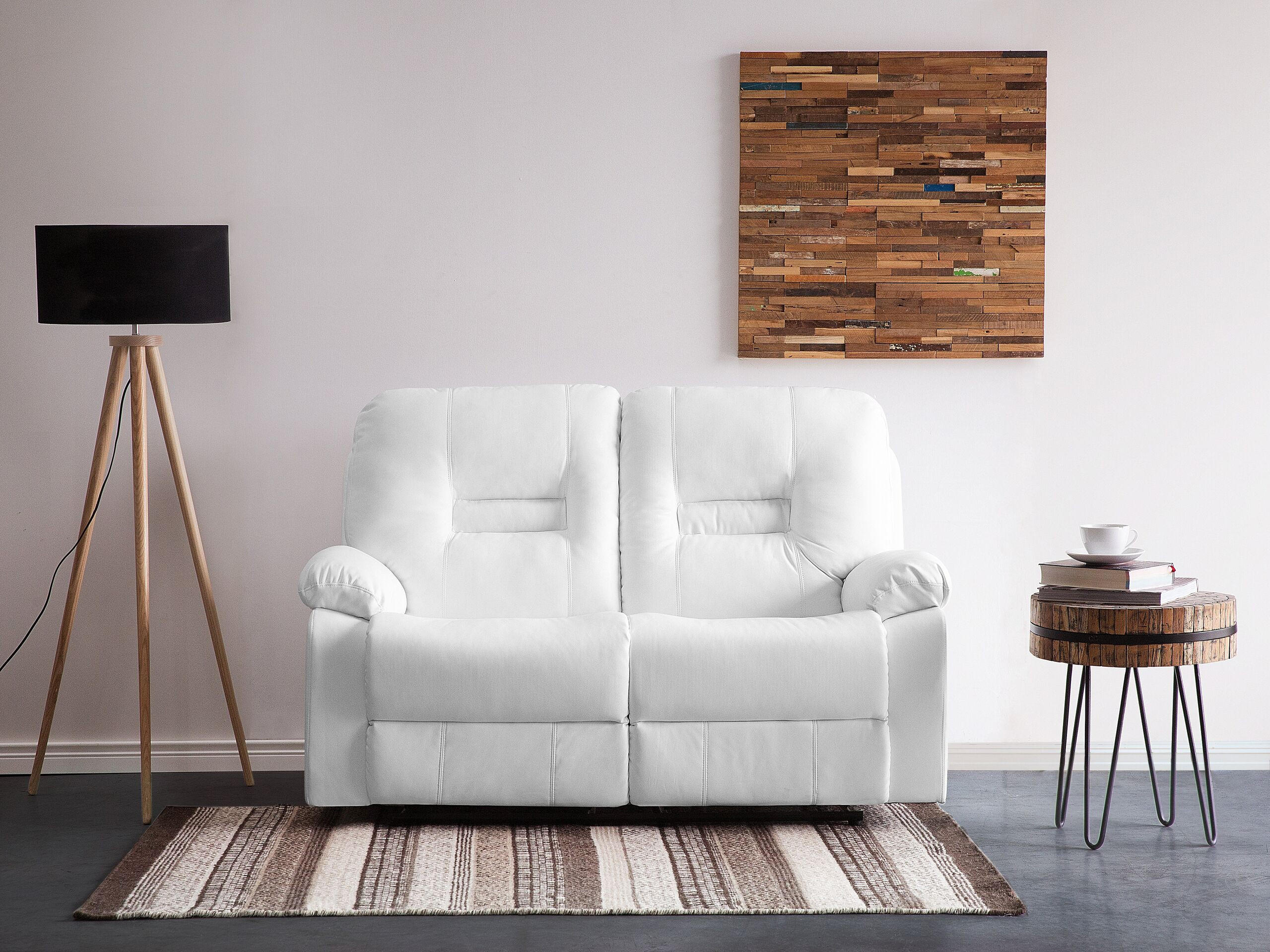 2-SITZER-SOFA Kunstleder Weiß Bergen - Weiß, Kunststoff/Textil (146/101/73cm) - Beliani