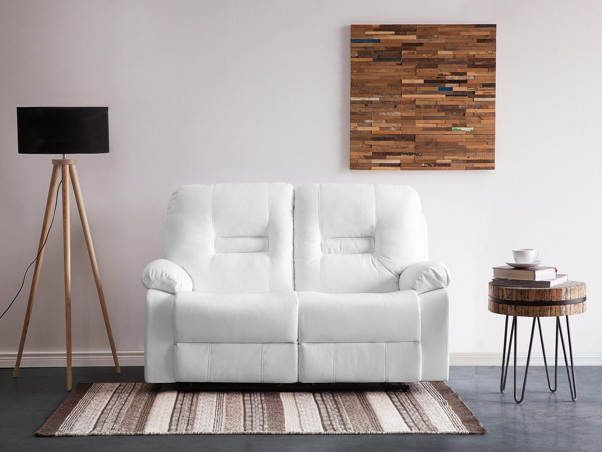 2-SITZER-SOFA Kunstleder Weiß Bergen - Weiß, Kunststoff/Textil (146/101/73cm) - Beliani