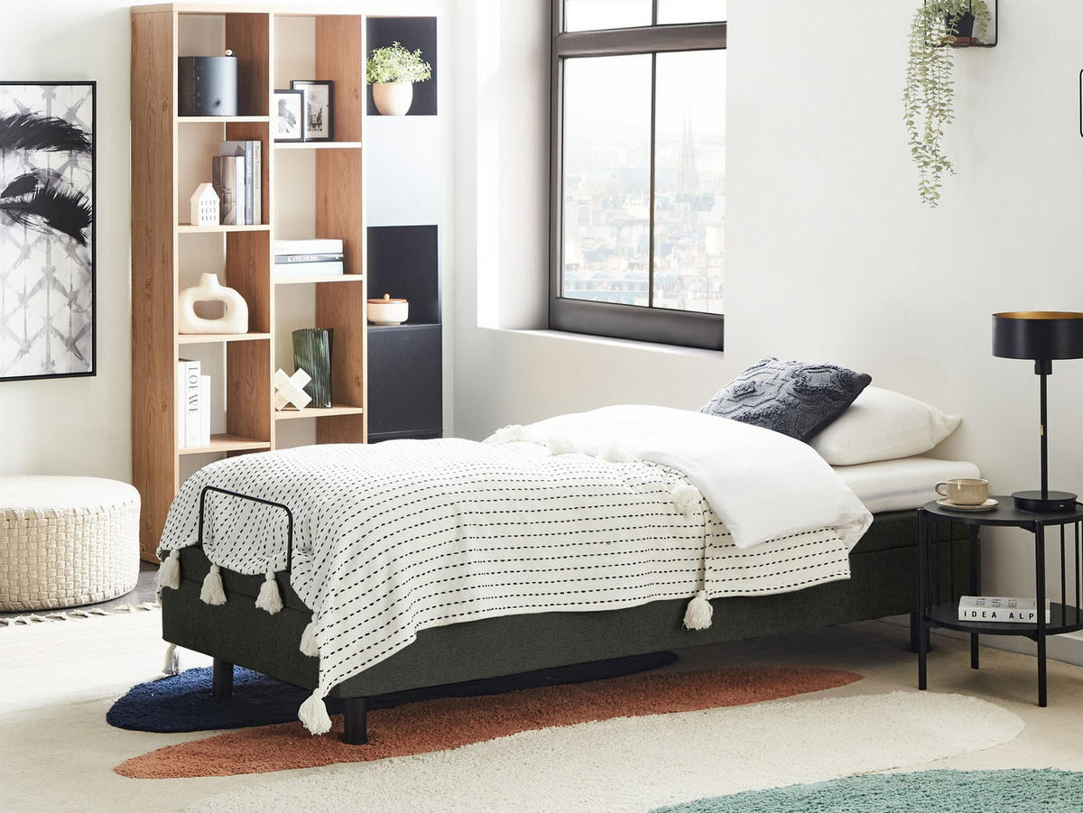 VERSTELLBARES-BETT 80/200 cm Dunkelgrau Duke II - Dunkelgrau/Schwarz, Textil (80/200cm) - Beliani