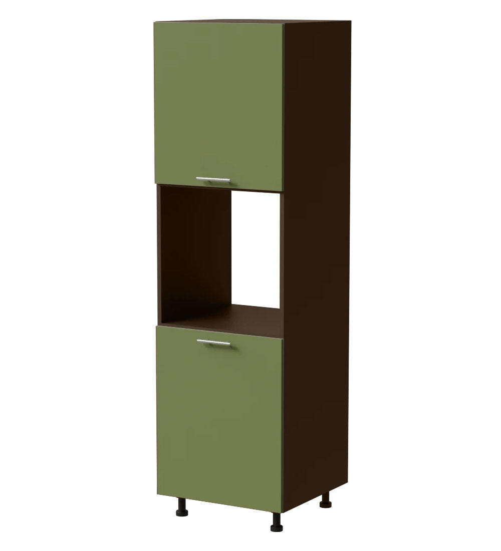 BACKOFENUMBAUSCHRANK Brerra D14/RU/2D RAL 6025 farngrün Matt / Lava Matt 60 / 59 / 207cm - Dunkelgrau/Grün, Holz/Holzwerkstoff (60/207/59cm) - Feldmann-Wohnen