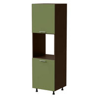 BACKOFENUMBAUSCHRANK Brerra D14/RU/2D RAL 6025 farngrün Matt / Lava Matt 60 / 59 / 207cm - Dunkelgrau/Grün, Holz/Holzwerkstoff (60/207/59cm) - Feldmann-Wohnen