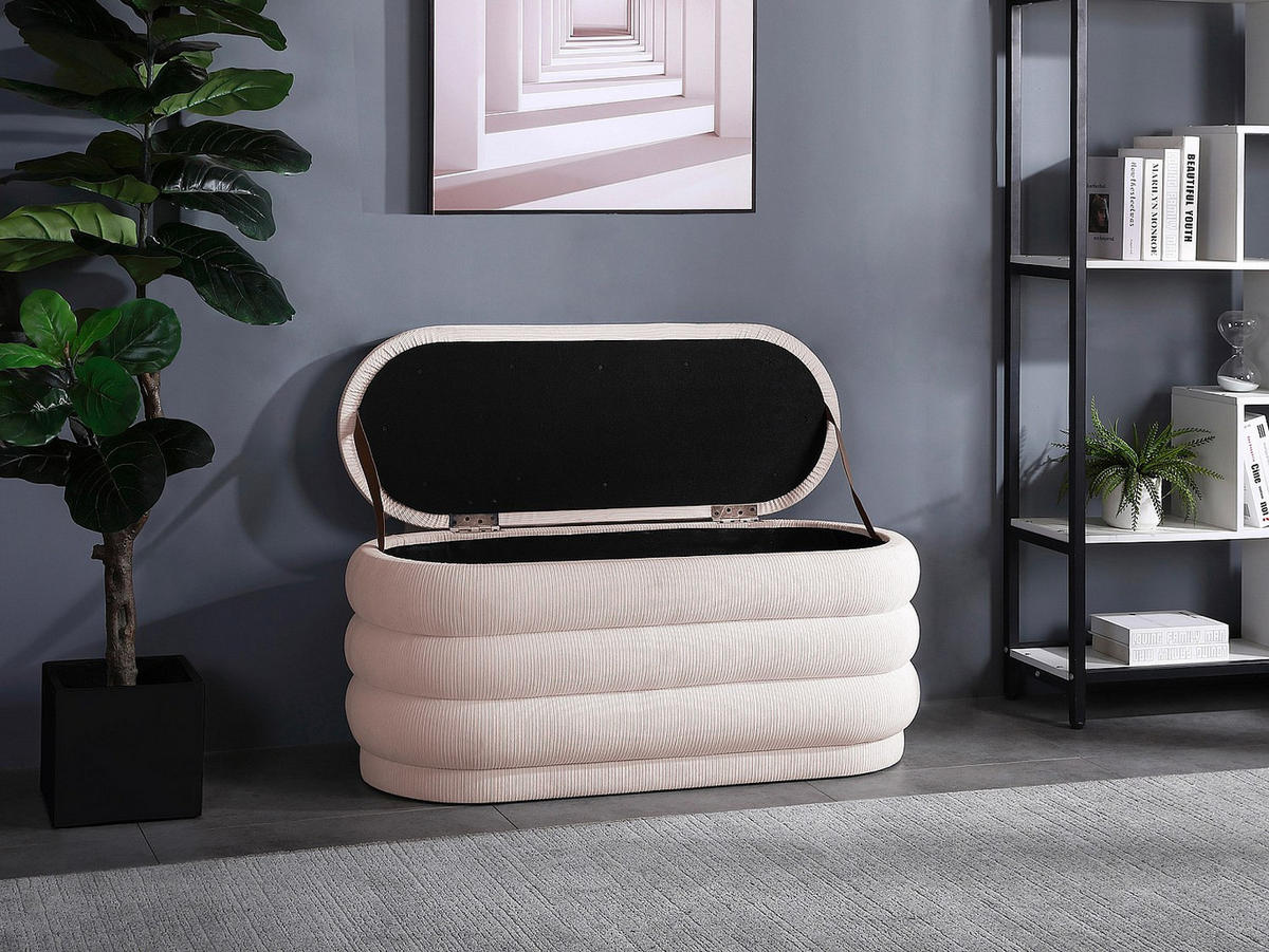 SITZBANK - 112 cmcm x 47 cmcm - Samt, Stoff - Cremefarben - ECAMBI - Creme, Textil (112/49/47cm) - Vente-Unique