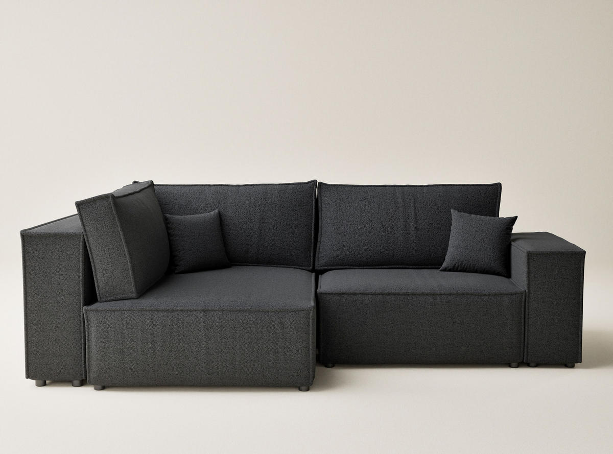 ECKSOFA MIT SCHLAFFUNKTION Tonga Anthrazit Webstoff - Anthrazit/Schwarz, Holz/Holzwerkstoff (105/225cm) - Maison de Reve