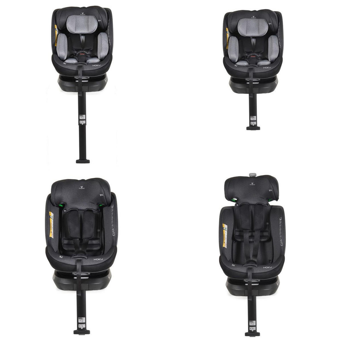 KINDERSITZ Hoku i-Size grau (40-150cm) Gruppe 0+/1/2/3, Isofix, Stützfuß - Grau, Kunststoff (44/60/52cm) - Cangaroo