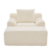 SESSEL mit Fußpedal Kord Beige 147/110/67 cm - Beige, Textil (147/67/110cm) - OKWISH