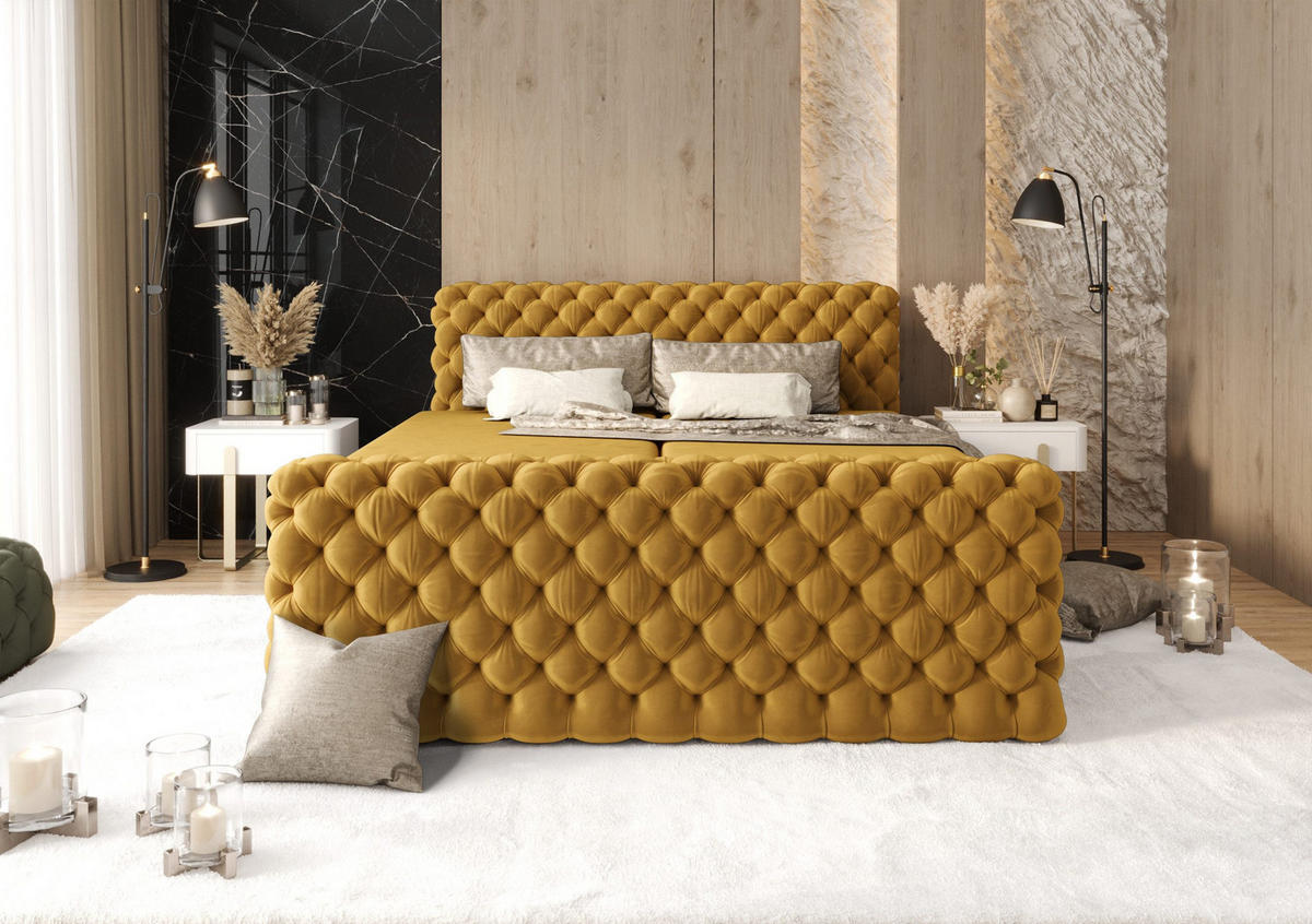 BOXBETT The Big One Figo Senf 200x220 cm - Currygelb, Textil (200/220cm) - B&B Home