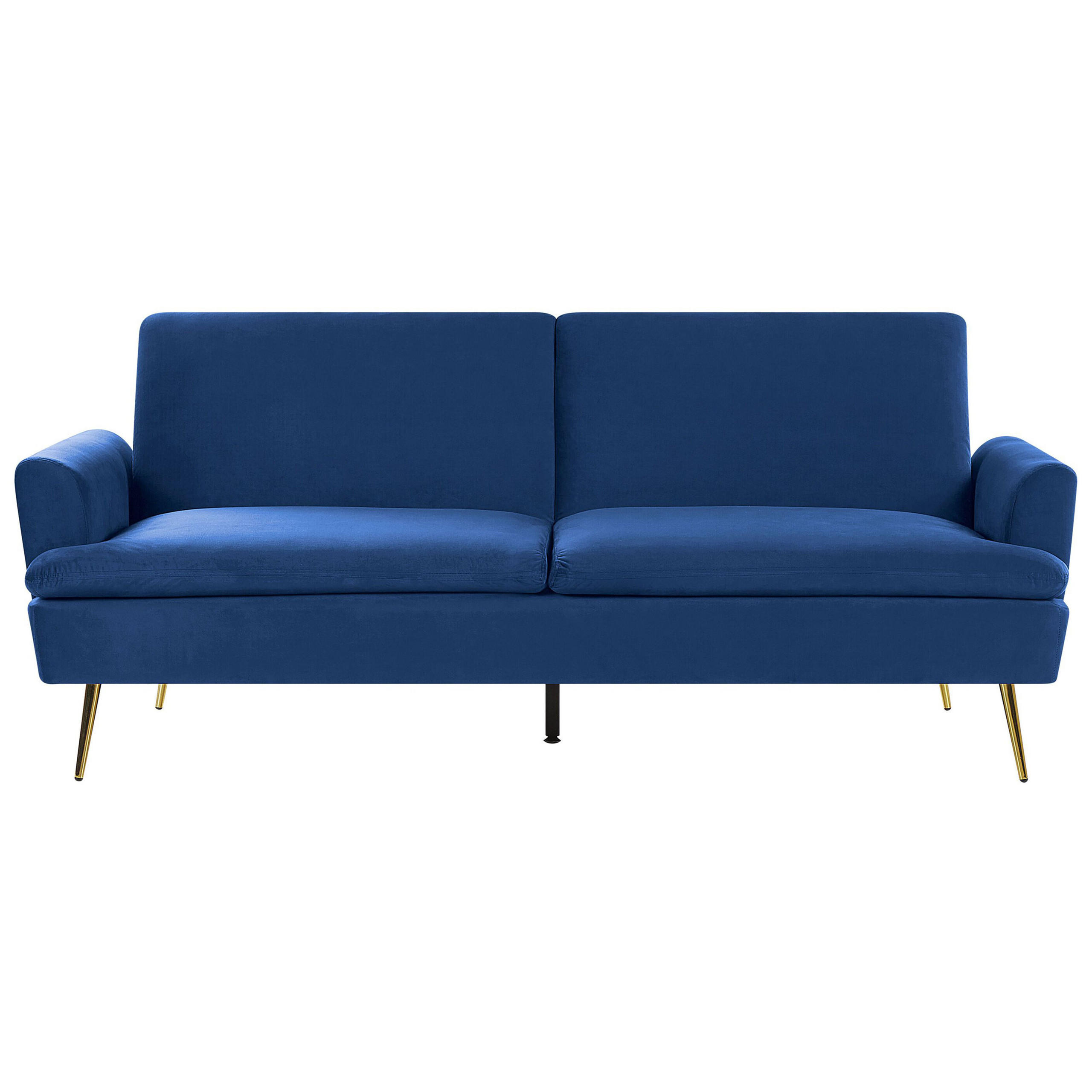 3-SITZER-SCHLAFSOFA Samtstoff Marineblau Vettre - Hellblau, Textil (210/88/84cm) - Beliani