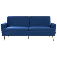 3-SITZER-SCHLAFSOFA Samtstoff Marineblau Vettre - Hellblau, Textil (210/88/84cm) - Beliani
