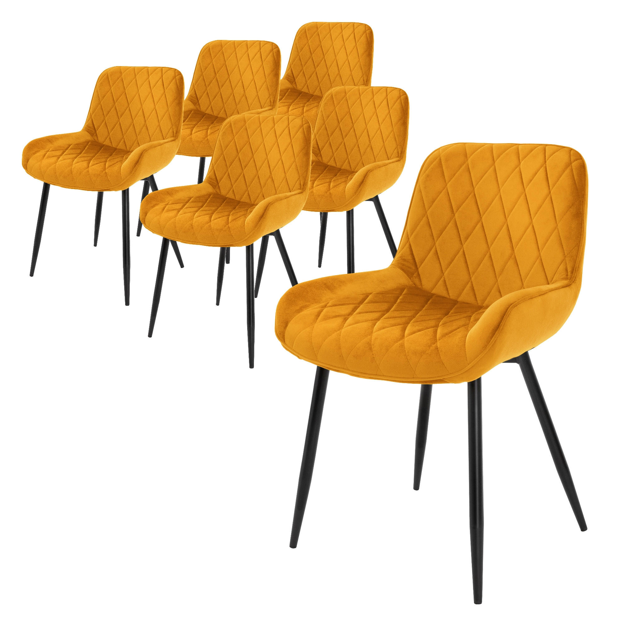 ESSZIMMERSTUHL Samt Senfgelb 6er Set - Dunkelgelb, Metall (54/81/60cm) - ML-DESIGN