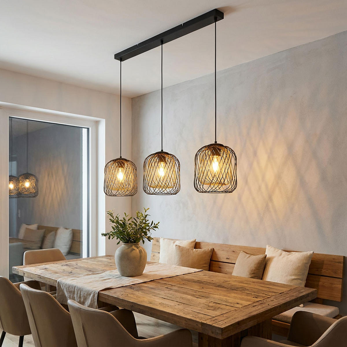 LED HÄNGELEUCHTE Schwarz Gold Metall - Schwarz, Glas (84/18/150cm) - Globo Lighting