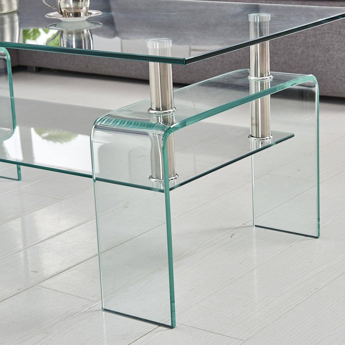 COUCHTISCH 100 x 55 x 45 cm Glas Metall Clear - Klar, Metall (100/55/45cm) - Meubliv