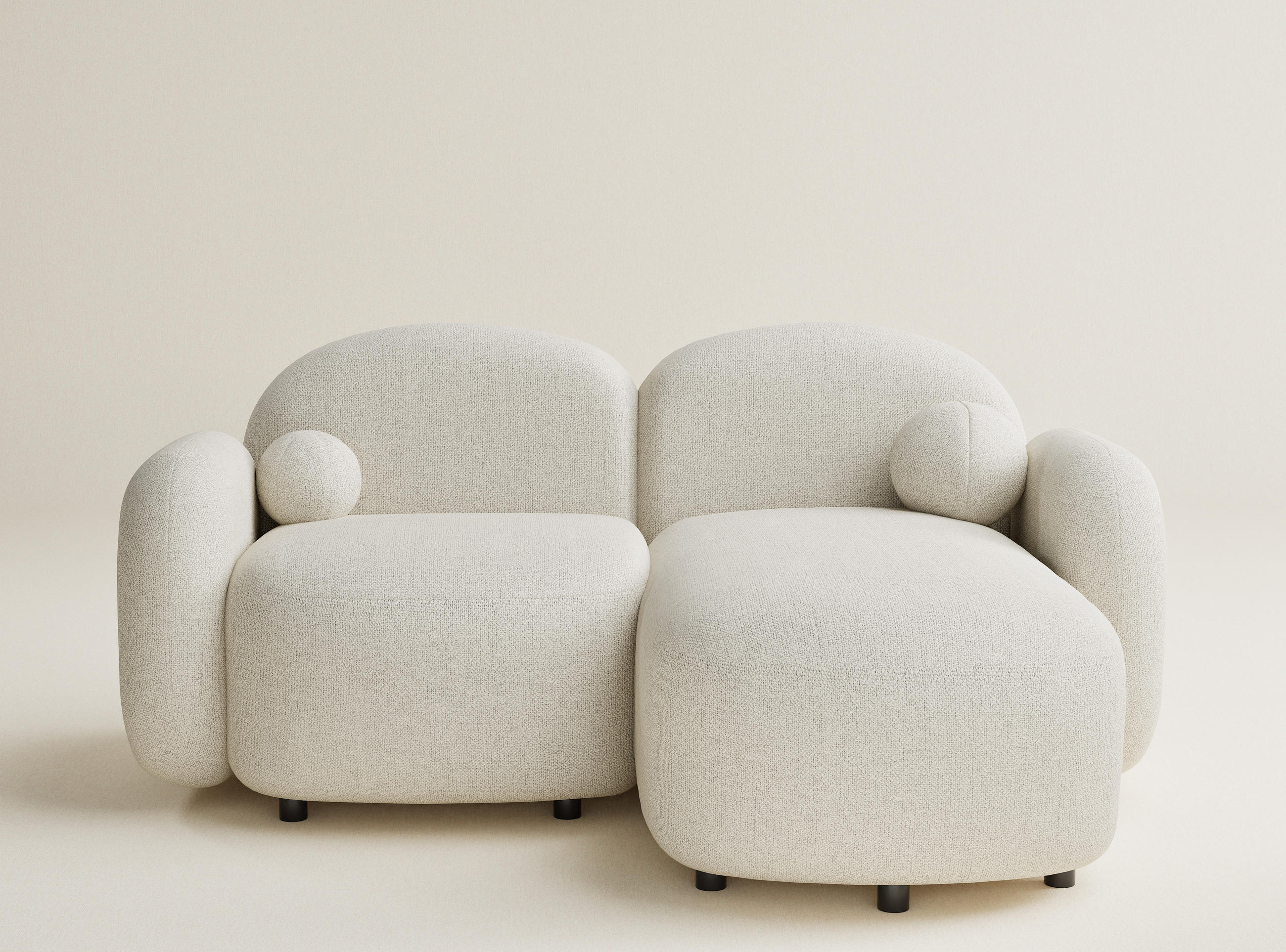 ECKSOFA Bahama Creme Webstoff - Creme/Schwarz, Holz/Holzwerkstoff (190/146cm) - Maison de Reve