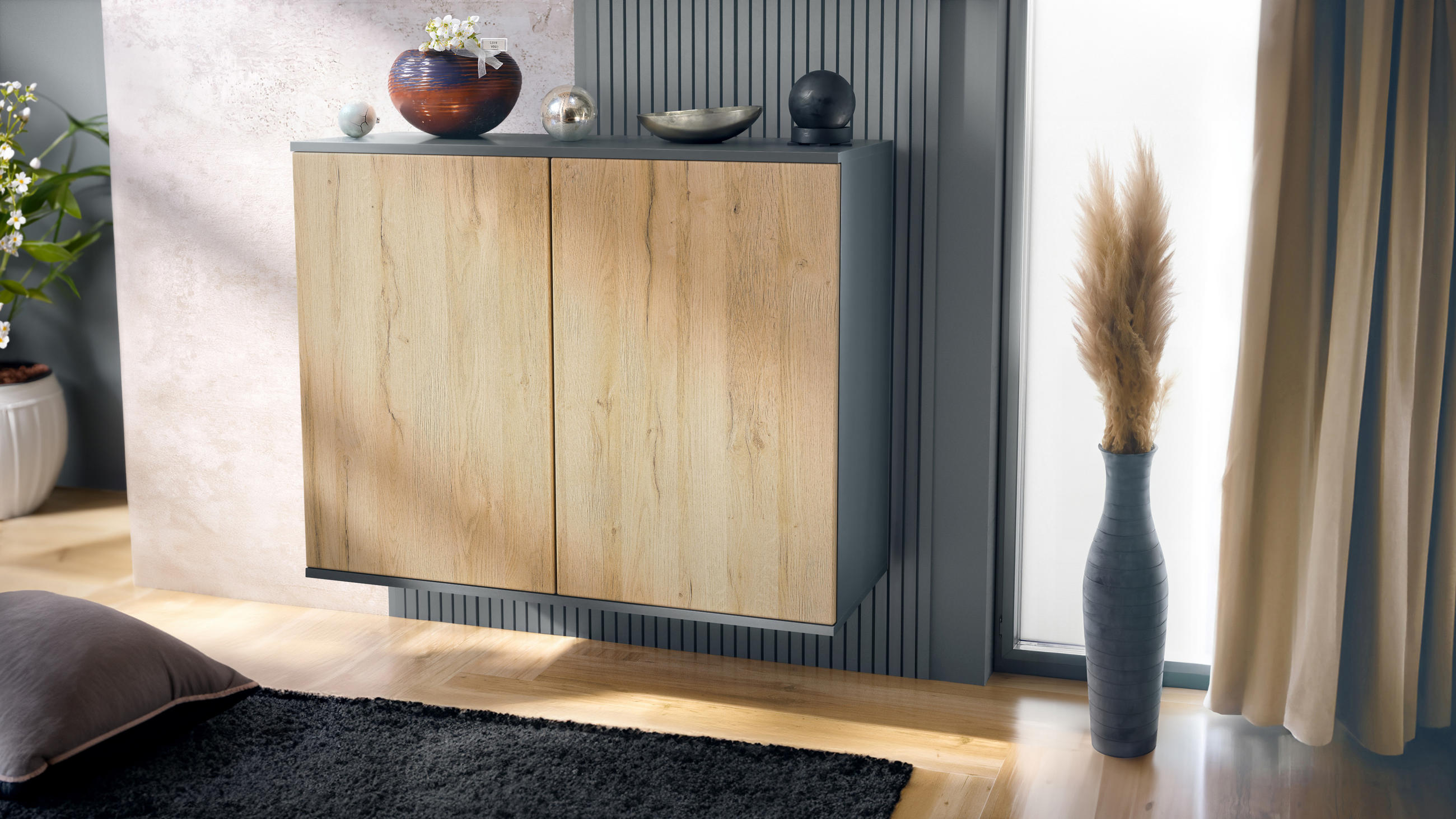 KOMMODE Skadu Eiche Natur - Eichefarben, Holzwerkstoff (92.5/73.5/35cm) - Vladon
