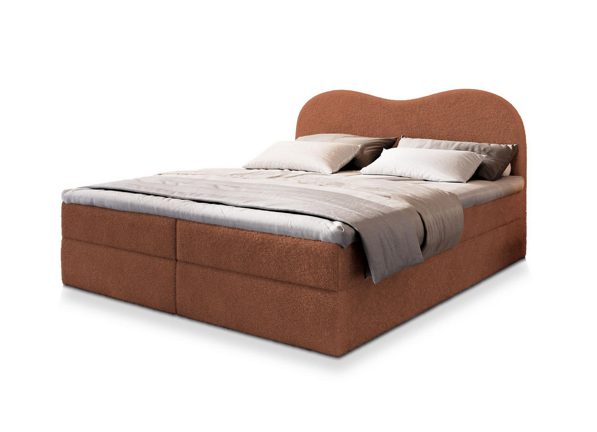 POSTEL BOXSPRING FLUVIA 160x200 cm, s matrací a úložným prostorem, terakotová - terakotová, kompozitní dřevo/textil (160/200cm) - MASSENO