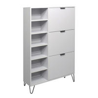 SCHUHSCHRANK Erna 95x25x141 Kreidegrau matt Lack - Hellgrau, Holzwerkstoff (95/141/25cm) - 58aufmkessel