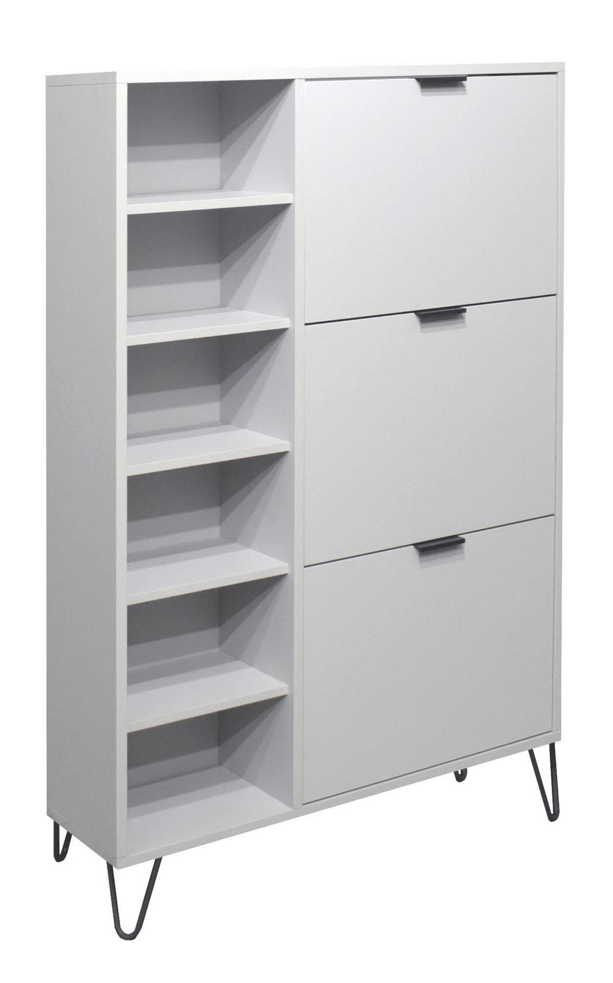 SCHUHSCHRANK Erna 95x25x141 Kreidegrau matt Lack - Hellgrau, Holzwerkstoff (95/141/25cm) - 58aufmkessel