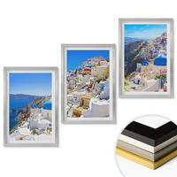 WANDBILDER 3er Set - 40x60 cm Silberner Rahmen - Landschaftsarchitektur Oia Santorini - Silberfarben, Kunststoff (40/60cm) - ArtPrintCave