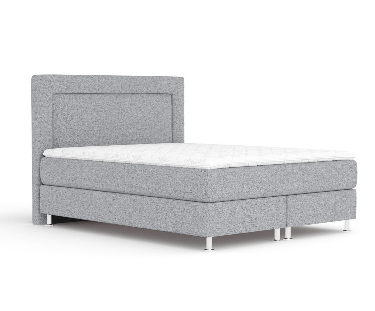 BOXSPRINGBETT Laguno Grau 140/200 cm mit Latex-Topper - Silberfarben/Grau, Holz/Holzwerkstoff (140/200cm) - Maison de Reve