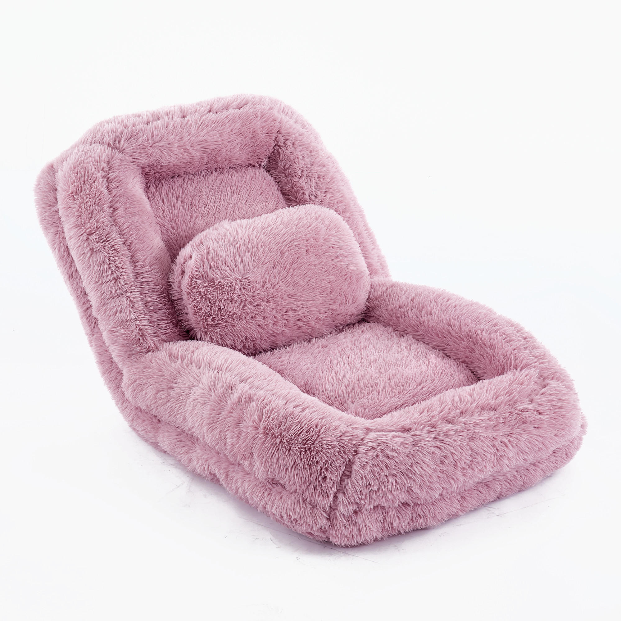 SITZSACK Plüsch Pink mit Verstellfunktion und mit Kissen - Rosa, Holzwerkstoff/Textil (89/42/175cm) - WISHDOR