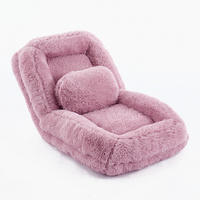 SITZSACK Plüsch Pink mit Verstellfunktion und mit Kissen - Rosa, Holzwerkstoff/Textil (89/42/175cm) - WISHDOR