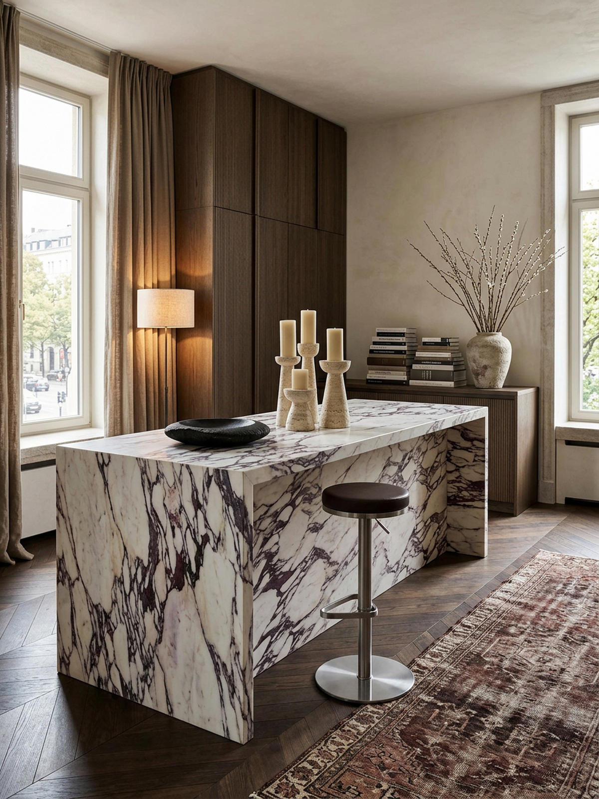 BARHOCKER Höhenverstellbar Gepolstert Triangel-Fußablage ELBE, Braun 38x38x82 cm - Silberfarben/Braun, Kunststoff/Textil (38/82/38cm) - KADIMA DESIGN