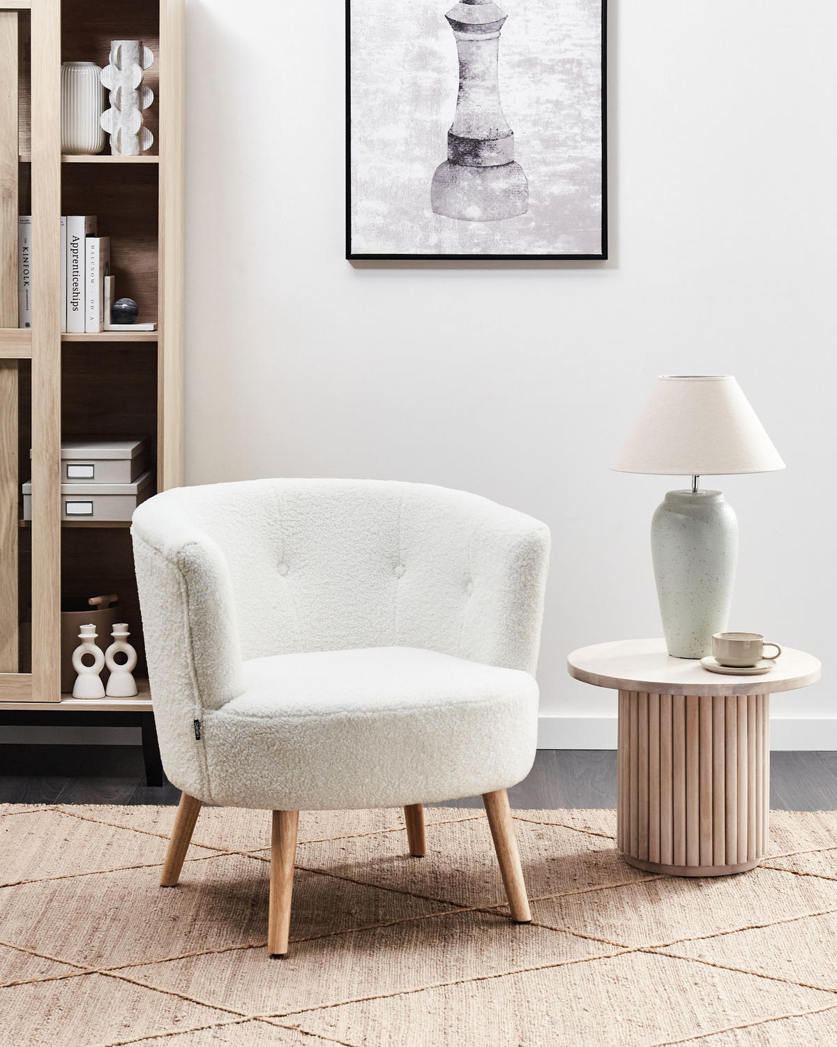 SESSEL Weiß Odenzen - Weiß/Braun, Textil (72/77/73cm) - Beliani