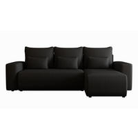 ECKSOFA Travis mit Bettkasten und Schlaffunktion, L-Form, Cord, Universal - Schwarz, Holzwerkstoff (248/148cm) - 4ALL HOME