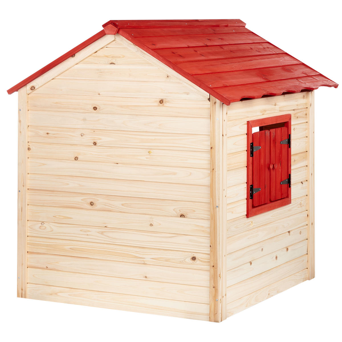 GARTENSPIELHAUS Heller Holzfarbton Pelopio - Hellbraun/Rot, Holz (138/131/111cm) - Beliani