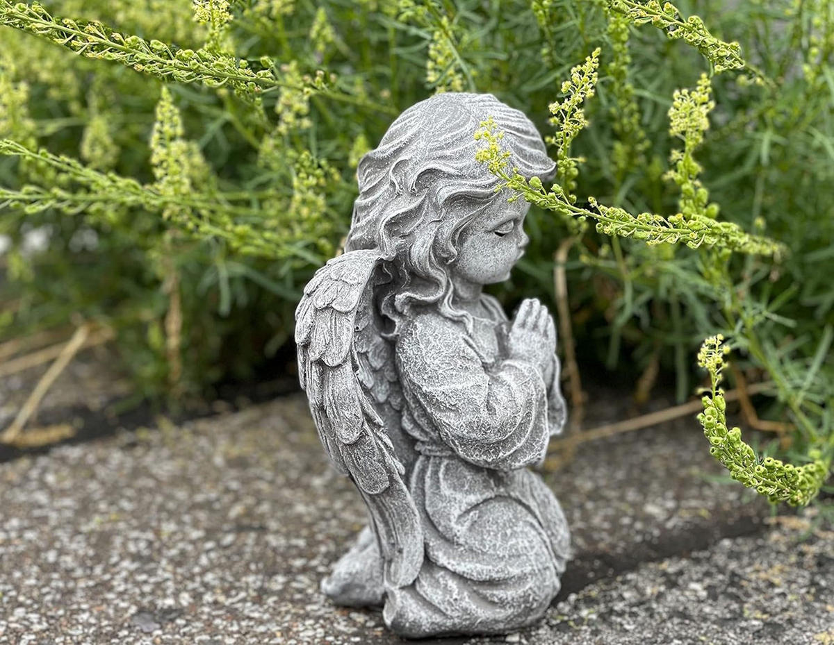 STEINFIGUR betender Engel kniend Steinguss frostfest wetterfest - Grau, Stein (13/23/11cm) - stoneandstyle