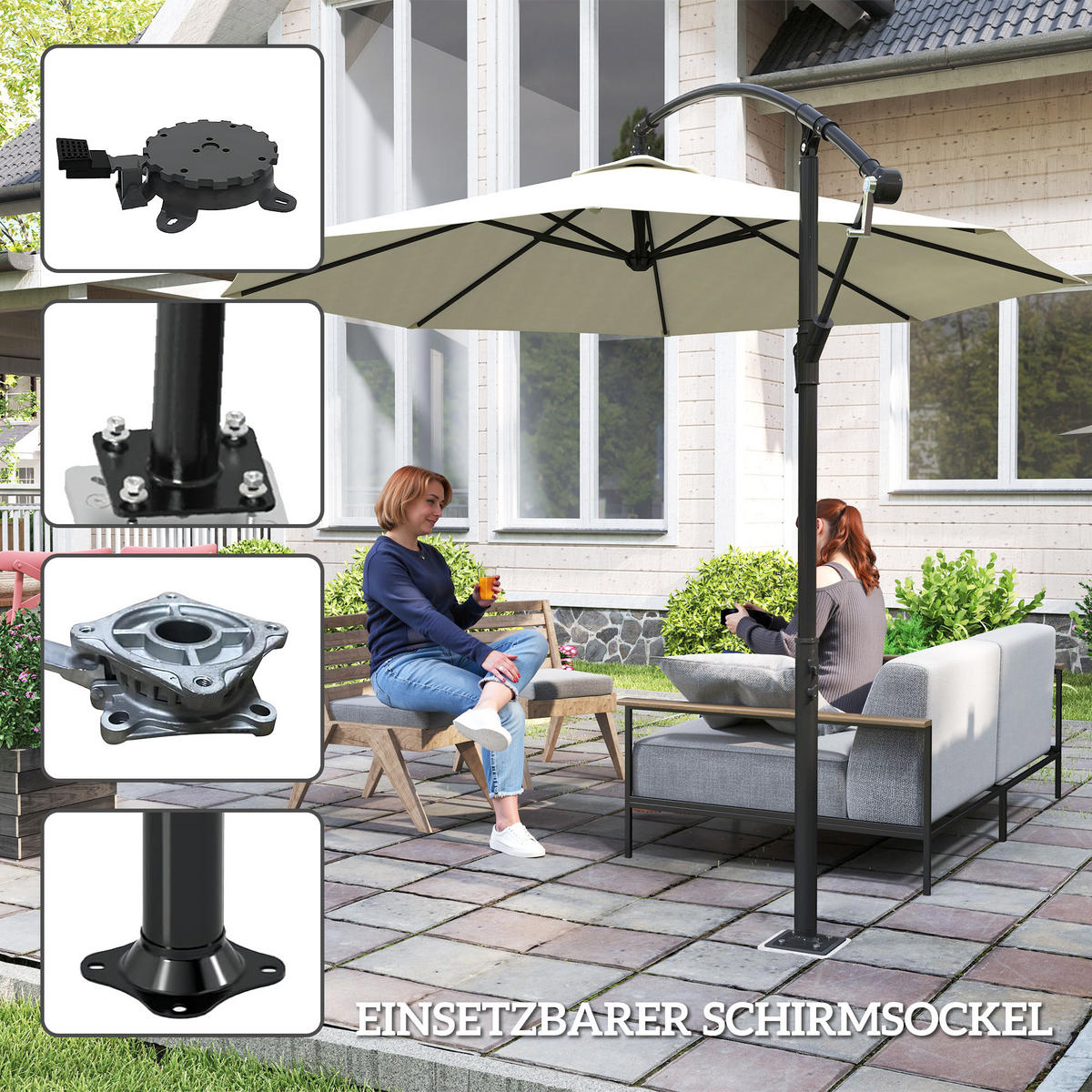 SONNENSCHIRMSTÄNDER aus Beton - Dunkelgrau, Metall (16.5/16.5cm) - Outsunny