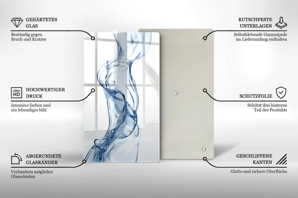 GLASPLATTE 30x52 cm Reines Wasser - Pastellblau, Glas (30/52cm) - Wallfluent