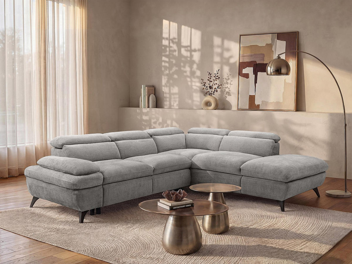 SCHLAFSOFA - 5 Personen - Stoff - Grau - - Grau, Textil (280/79/233cm) - Vente-Unique
