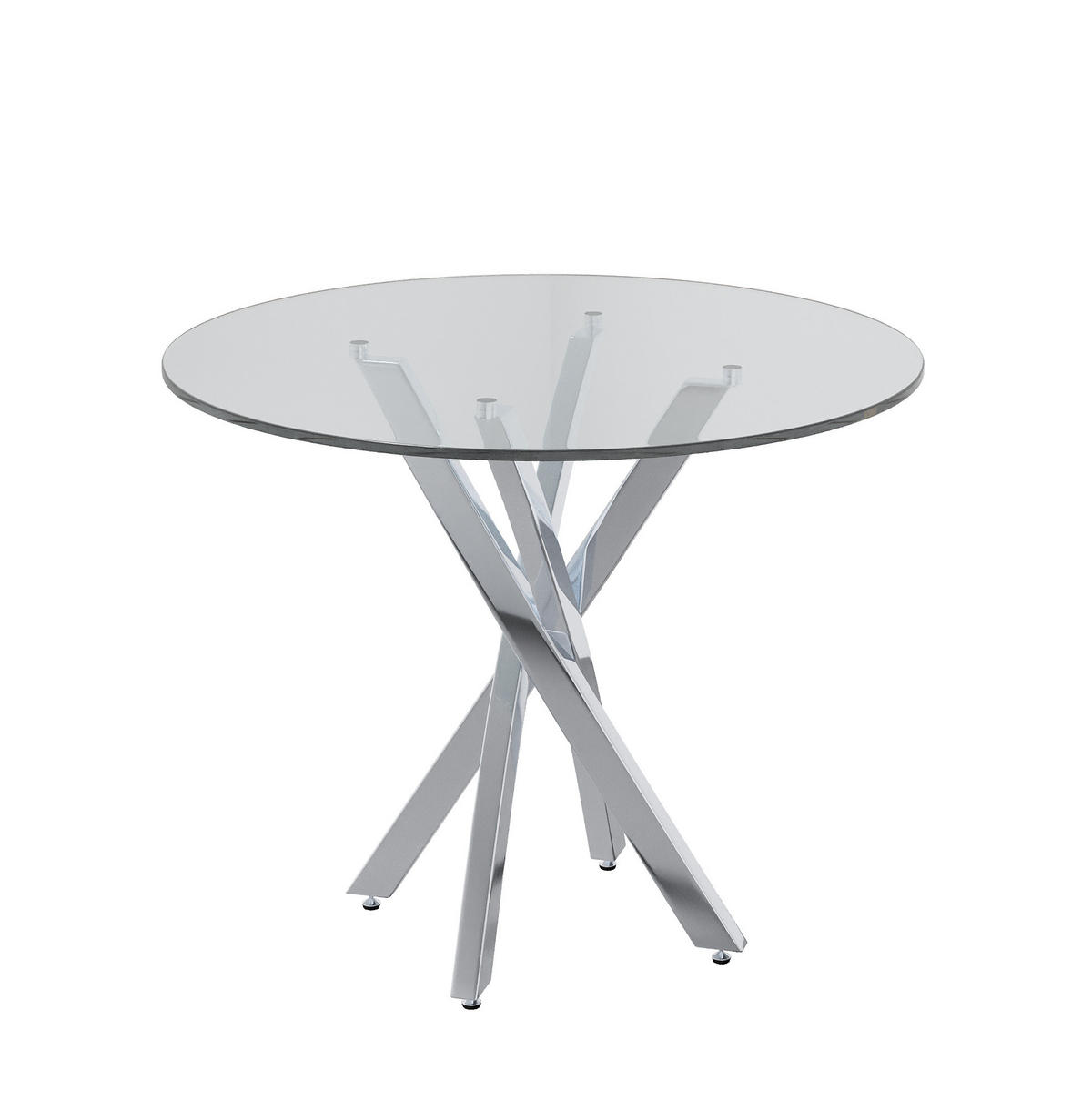 ESSTISCH rund 80 x 80 x 75 cm Glas Metall Silber - Silberfarben, Glas (80/80/75cm) - Meubliv