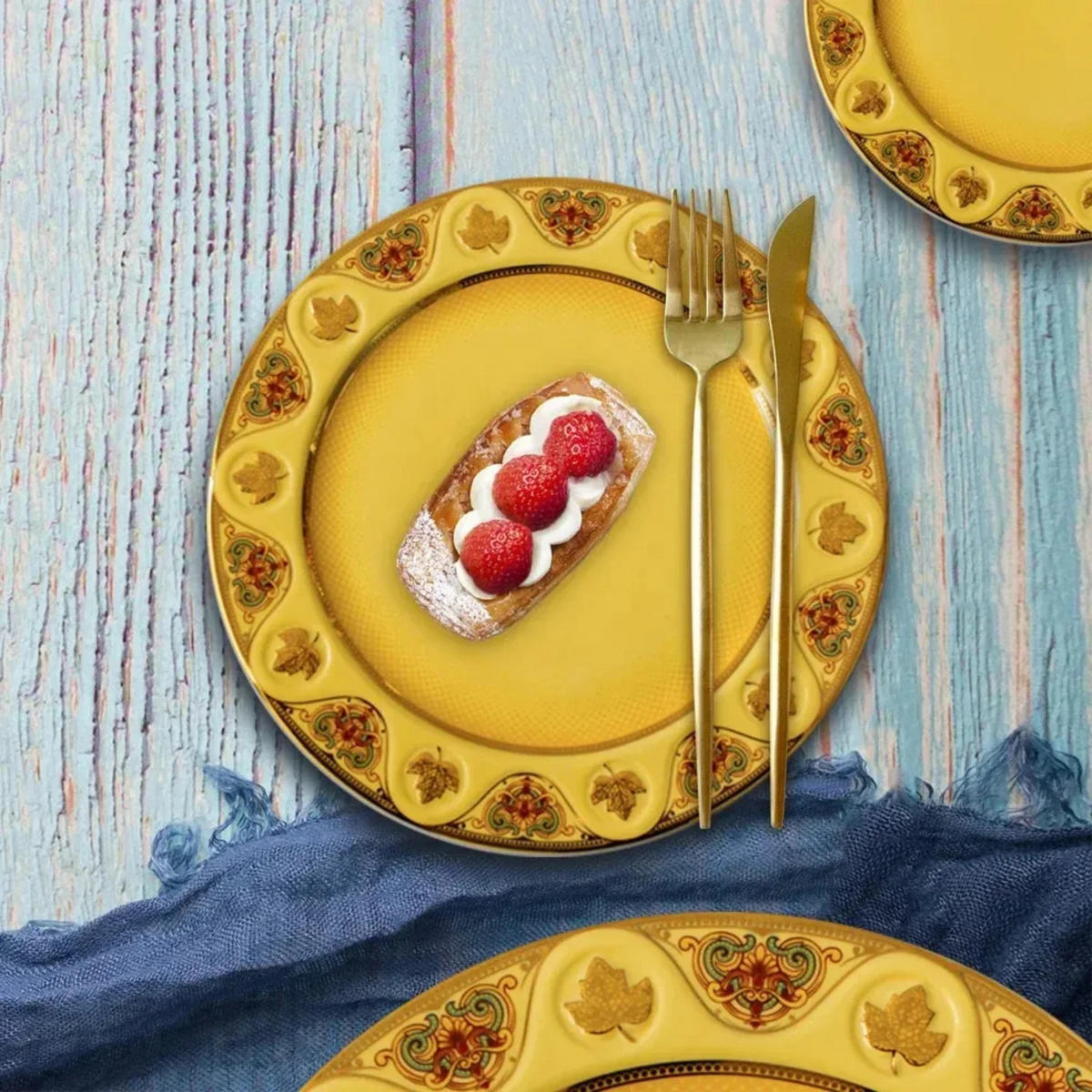 TELLERSET Nordic Goldrand Bone China Weiß Gold 4tlg Ø30 Ø27 Ø20 Ø16 cm - Goldfarben, Keramik (30/2/2cm) - Quality Elegance