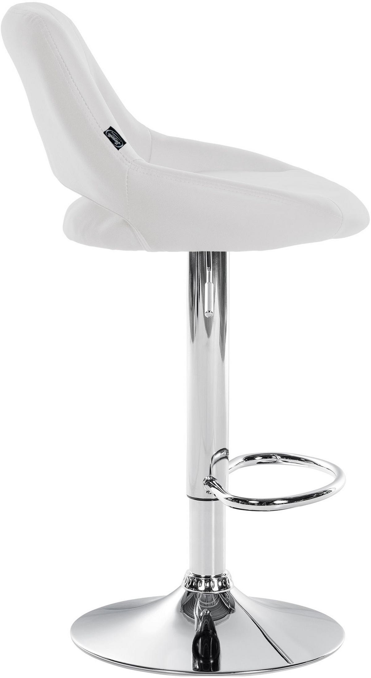 BARHOCKER Milos Kunstleder chrom weiß - Chromfarben/Weiß, Kunststoff/Metall (47/106/48cm) - TPFLiving
