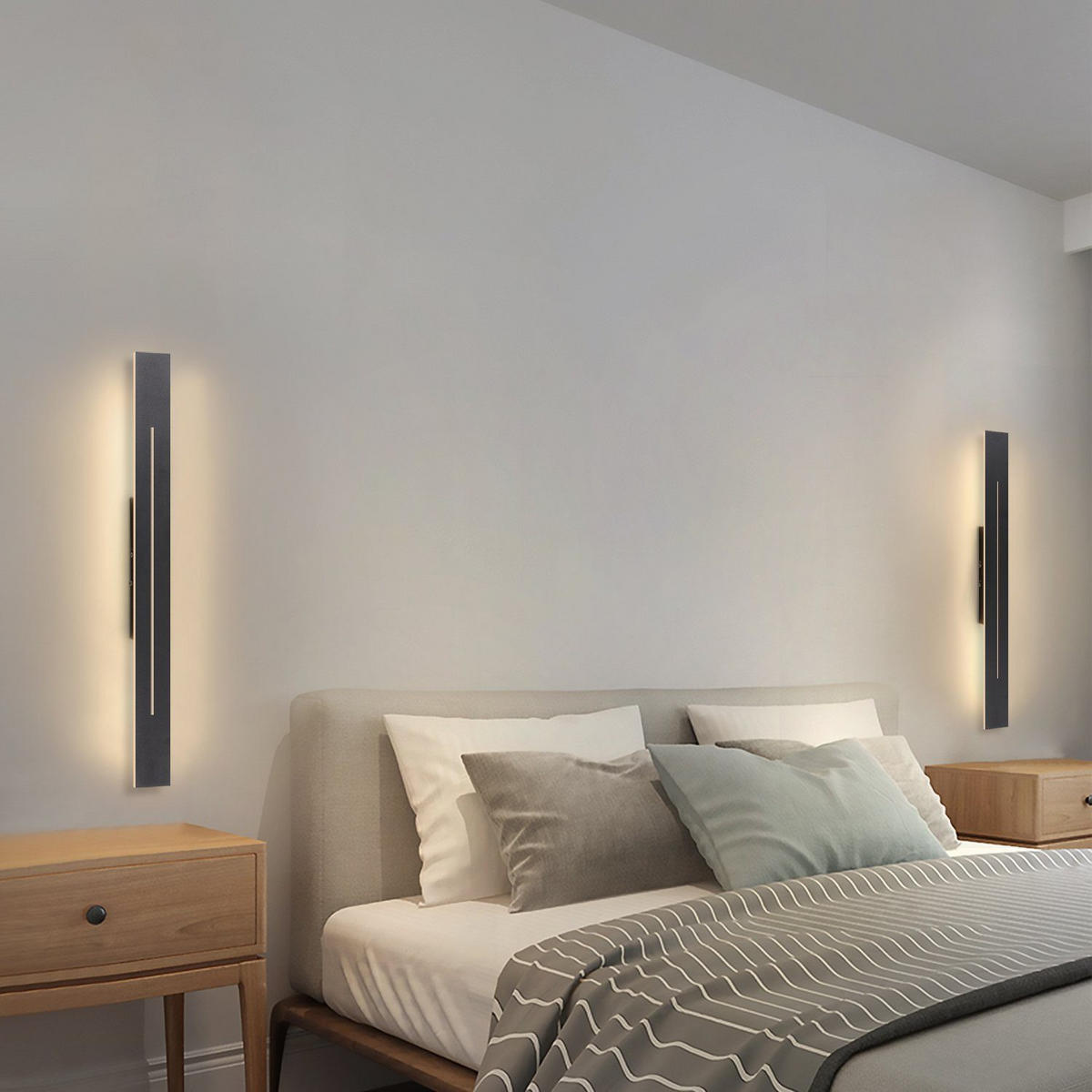 LED-WANDLEUCHTE Luminaire 60/5/4 cm - Schwarz, Metall (5/4/60cm) - ZMH