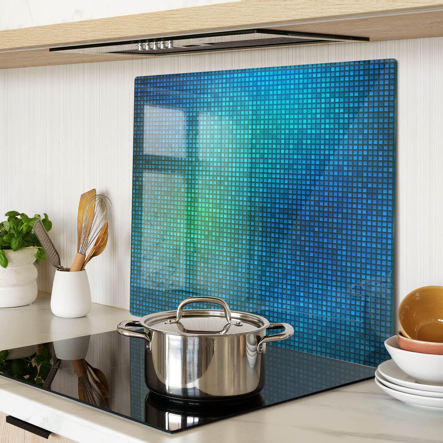 GLASPLATTE 60x52 cm Abstrakt - Blau, Glas (60/0.4/52cm) - TULUP