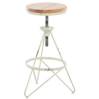 BARHOCKER Kalie, Holzsitz, Gestell Metall Antik Weiß - Weiß, Holz (43/82/43cm) - TPFLiving