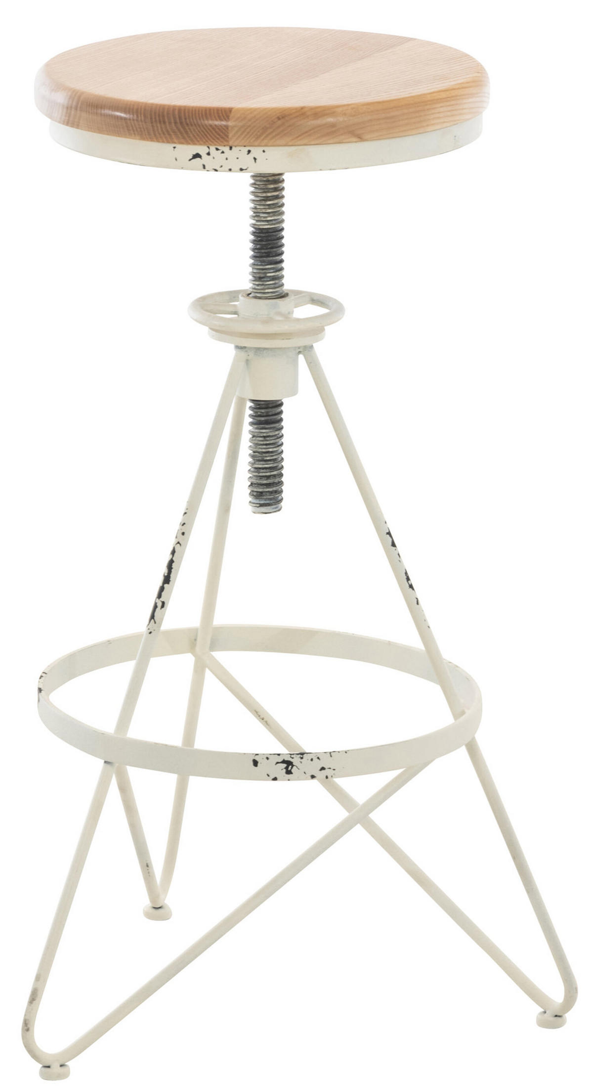 BARHOCKER Kalie, Holzsitz, Gestell Metall Antik Weiß - Weiß, Holz (43/82/43cm) - TPFLiving