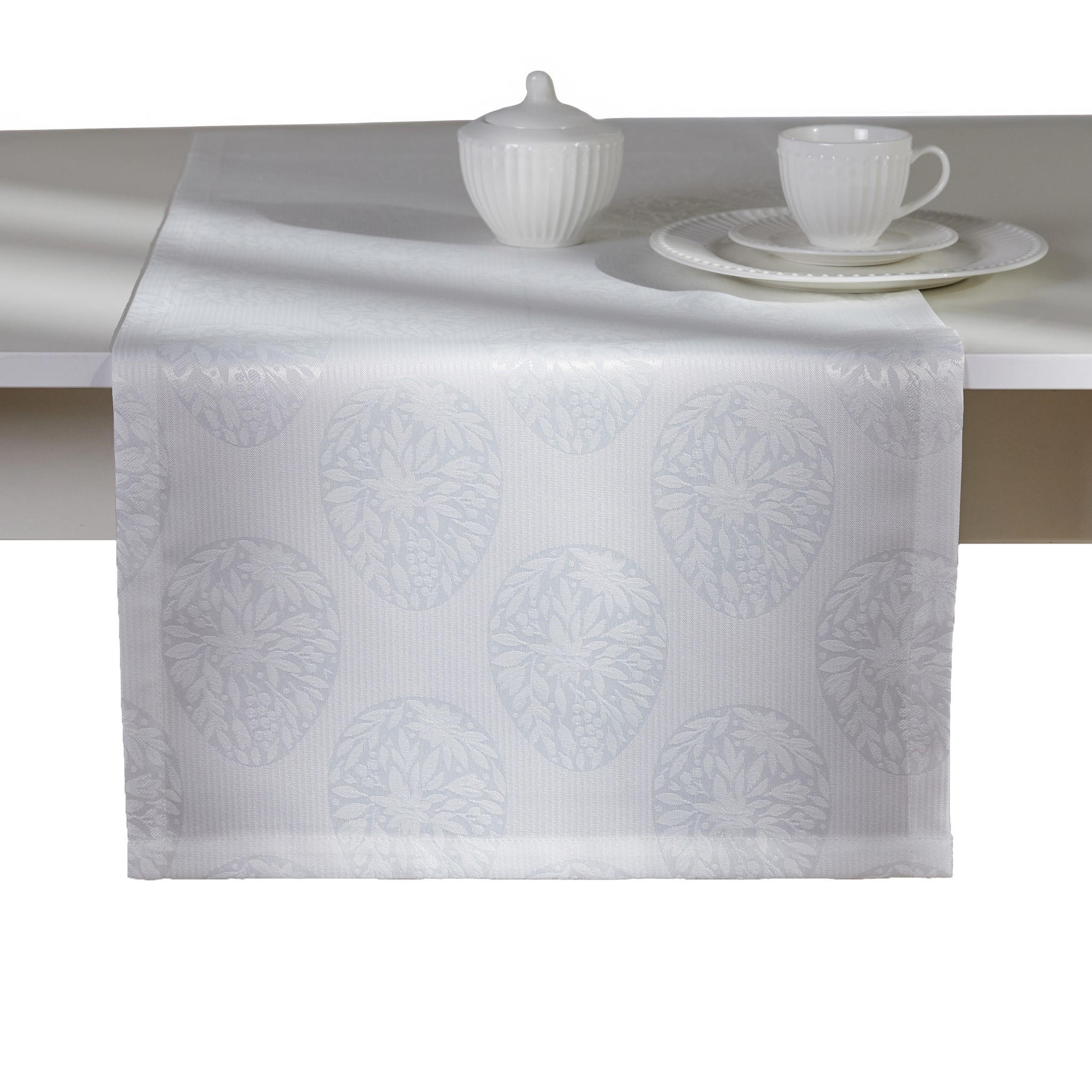 TISCHLÄUFER Lumic - Weiß, Textil (180/40/1cm) - home&you