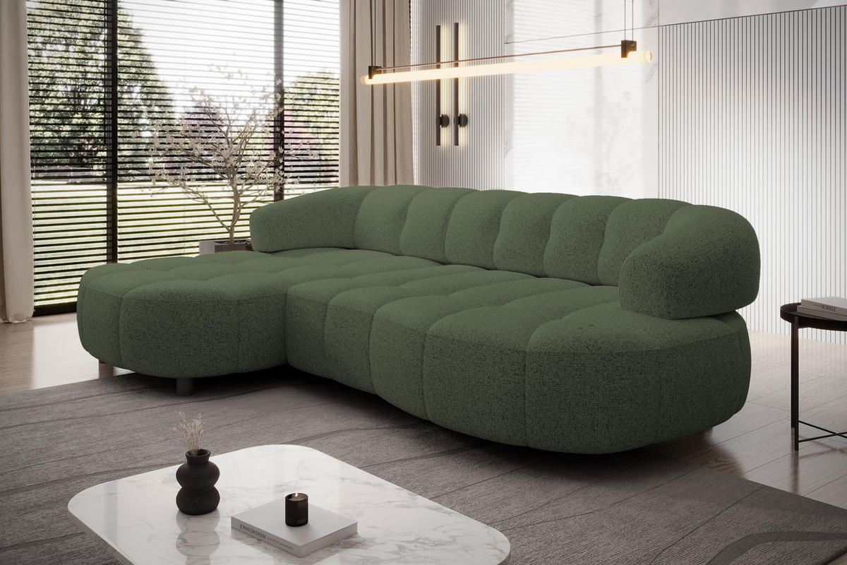 ECKSOFA WESPER S - Eckcouch Mit Elektrischer Sitzverstellung, L-förmig, Freistehend, Relaxfunktion, 183x284x79cm Linke, Grün - Grün, Holz/Textil (113/284cm) - DomoHome