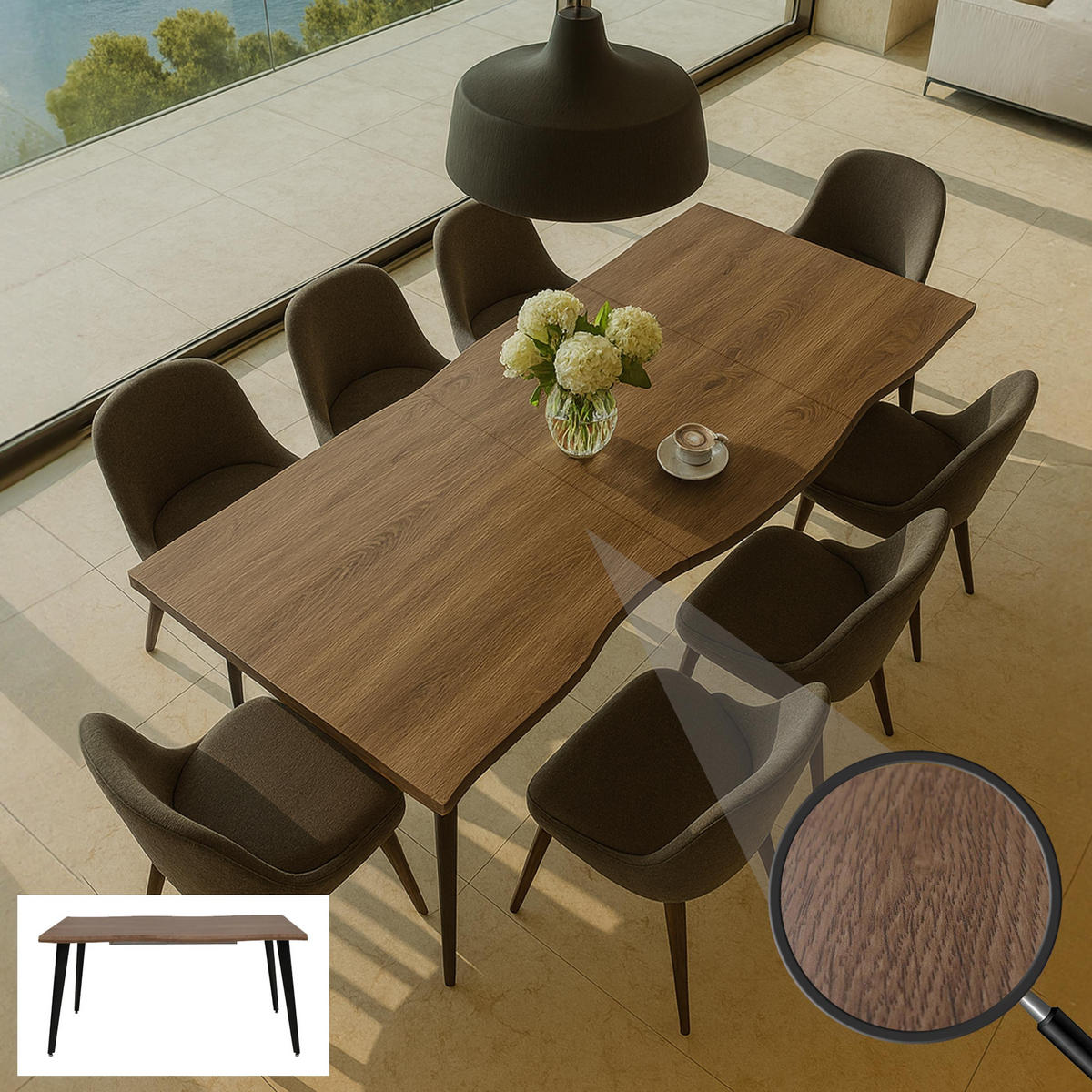 ESSZIMMERTISCH eckig Eiche Dekor - Eichefarben, Holz (90/220/77cm) - MCW